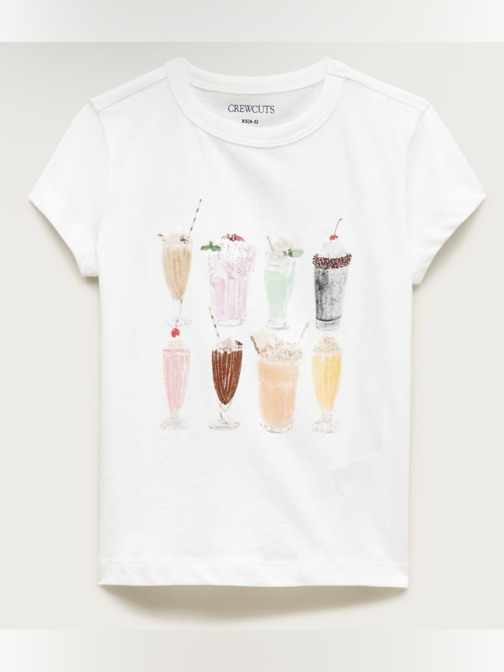NWT J. Crew Crewcuts Girls' Short-sleeve Milkshake Graphic T-shirt Sequins